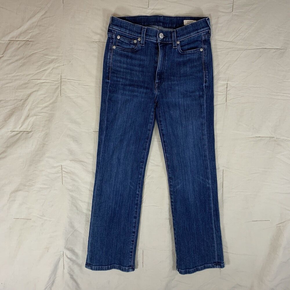 AYR The Pop Jeans Women’s 26S Blue Straight Leg Mid Rise Made In USA 26x25